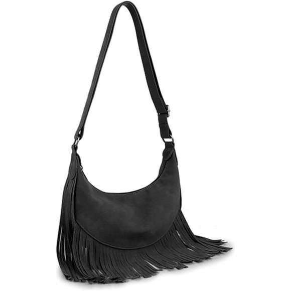 Boho Fringe Purse Small Crossbody Hobo Bags for Women Vegan Suede Western - Picture 5 of 6